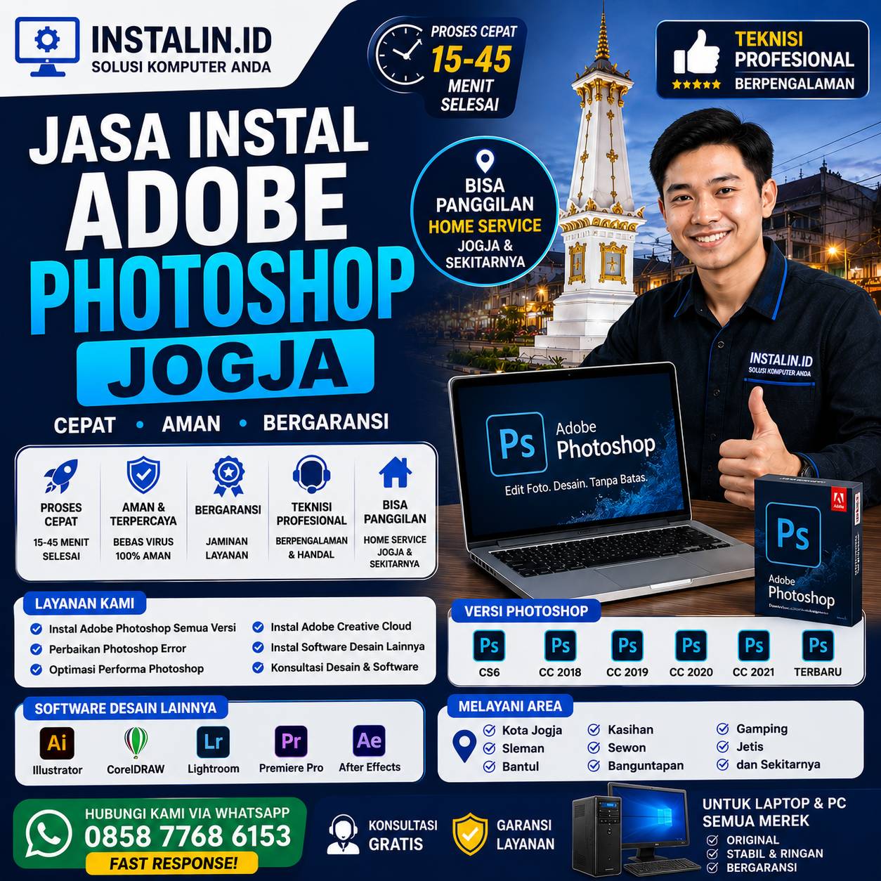 Jasa Instal Adobe Photoshop Jogja profesional cepat aman bergaransi bisa panggilan oleh Instalin.id