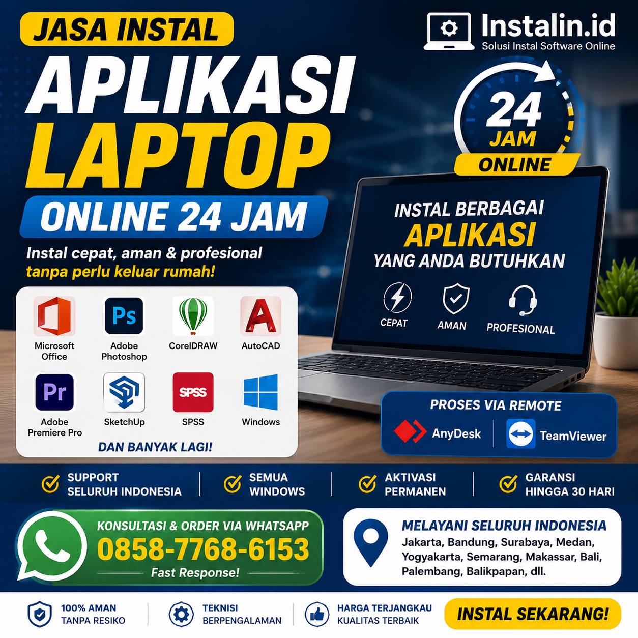 Jasa Instal Aplikasi Laptop Online 24 Jam via Remote Profesional Seluruh Indonesia