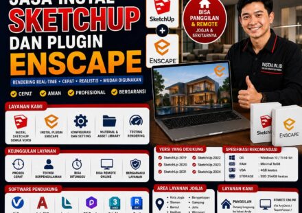 Jasa Instal SketchUp dan Plugin Enscape profesional cepat aman bergaransi bisa remote online oleh Instalin.id