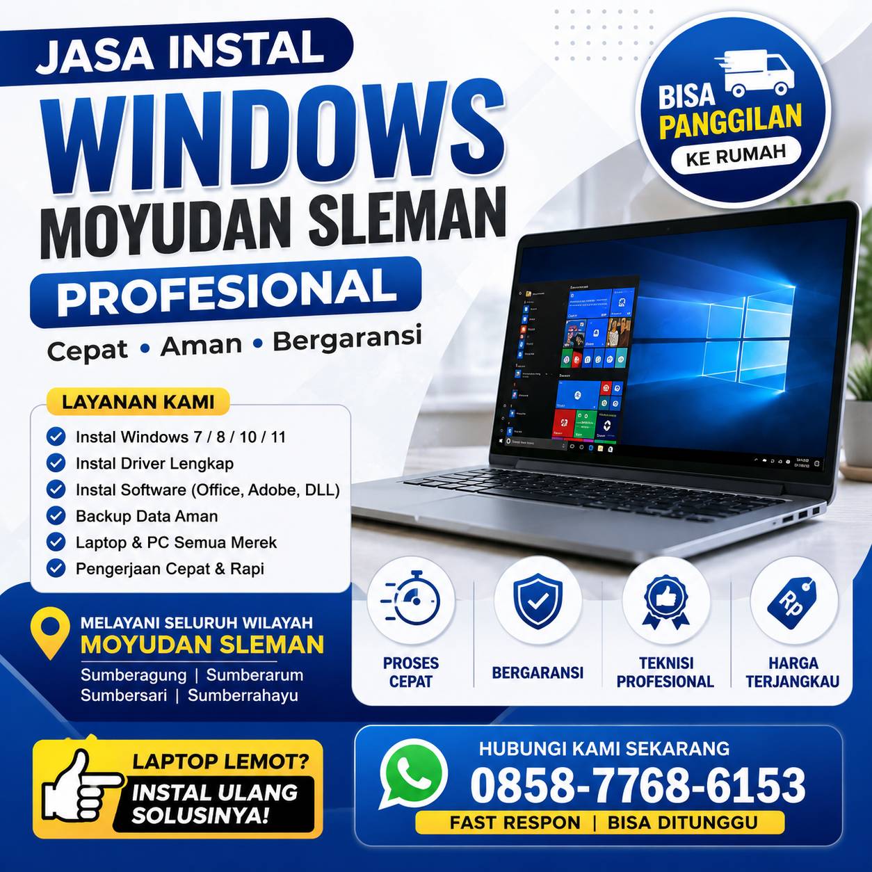 Jasa Instal Windows Moyudan Sleman profesional bisa panggilan cepat aman dan bergaransi
