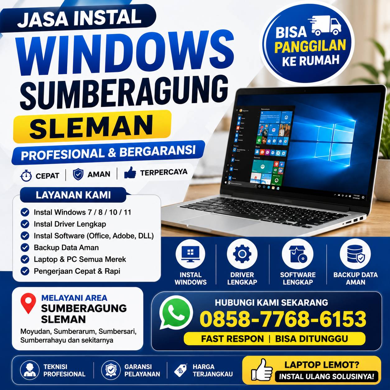 Jasa Instal Windows Sumberagung Sleman profesional bisa panggilan cepat dan bergaransi