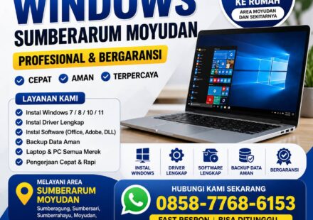 Jasa Instal Windows Sumberarum Moyudan profesional bisa panggilan cepat aman dan bergaransi