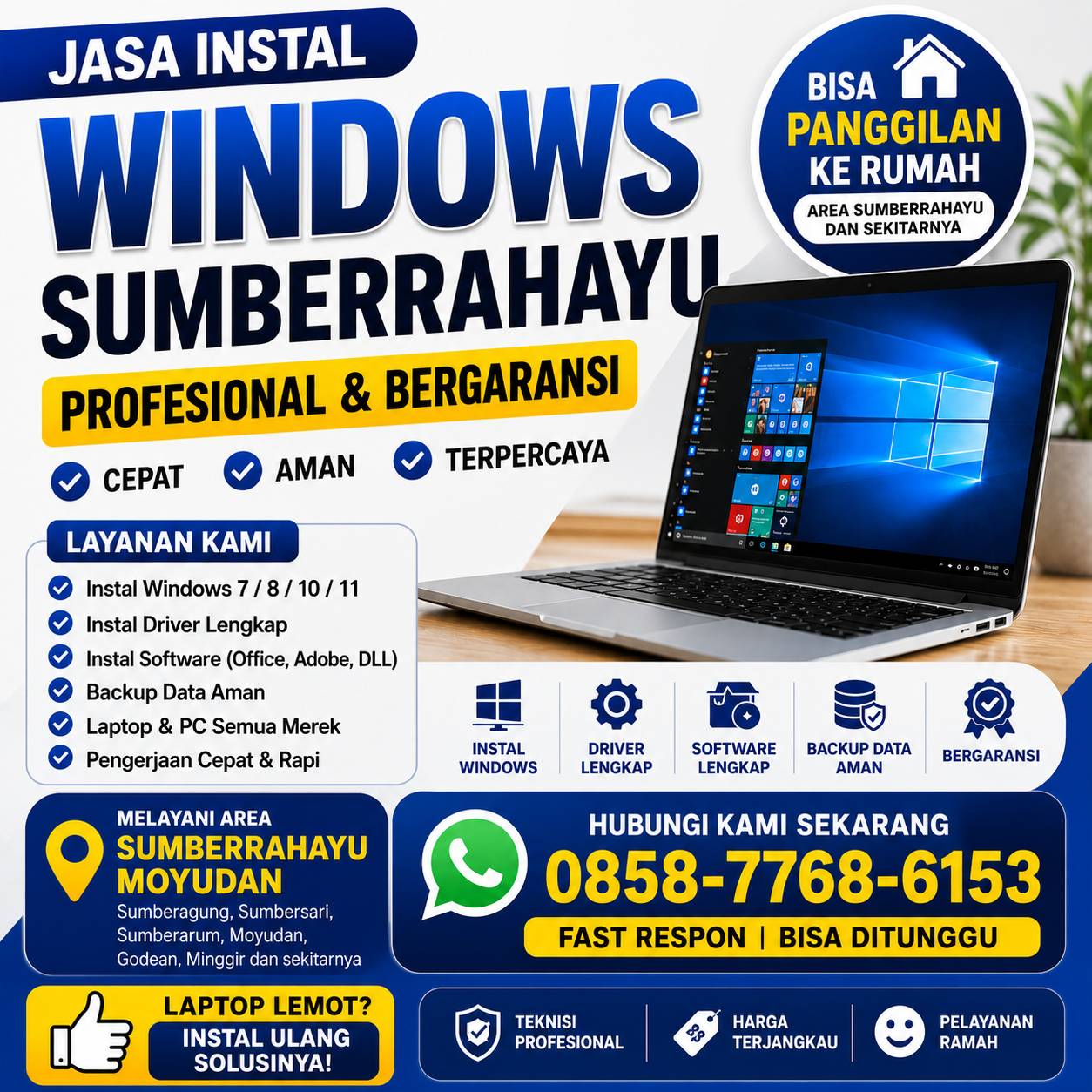 Jasa Instal Windows Sumberrahayu Moyudan profesional bisa panggilan cepat dan bergaransi