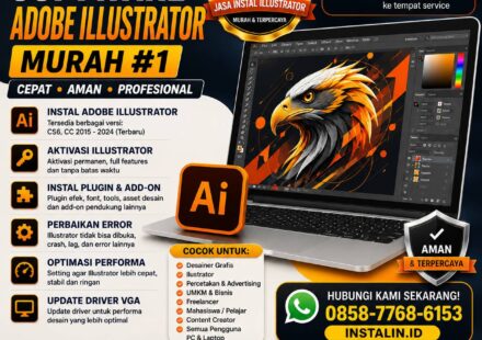 Banner Jasa Instal Software Adobe Illustrator Murah #1 dari Instalin.id untuk instal Illustrator, plugin desain, aktivasi, dan perbaikan error via remote online.