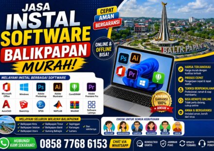 jasa instal software Balikpapan murah melayani instal Microsoft Office, Photoshop, CorelDRAW, AutoCAD, SPSS, Adobe Premiere Pro, dan software lainnya dengan layanan online dan offline.
