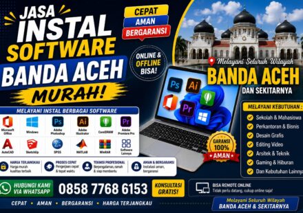 jasa instal software Banda Aceh murah melayani instal Microsoft Office, Photoshop, CorelDRAW, AutoCAD, SPSS, Adobe Premiere Pro, dan software lainnya dengan layanan online dan offline.