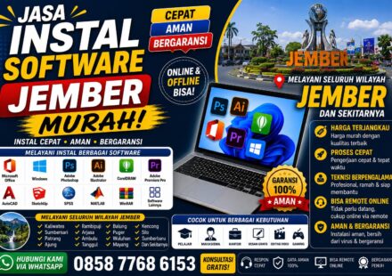 jasa instal software Jember murah melayani instal Microsoft Office, Photoshop, CorelDRAW, AutoCAD, SPSS, Adobe Premiere Pro, dan software lainnya dengan layanan online dan offline.