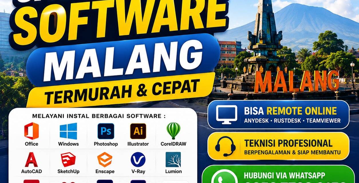 Jasa Instal Software Malang termurah dan cepat bisa remote online untuk laptop dan PC oleh Instalin.id