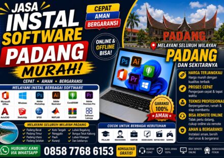 jasa instal software Padang murah melayani instal Microsoft Office, Photoshop, CorelDRAW, AutoCAD, SPSS, Adobe Premiere Pro, dan software lainnya dengan layanan online dan offline.