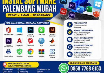 jasa instal software Palembang murah melayani instal Microsoft Office, Photoshop, CorelDRAW, AutoCAD, SPSS, Adobe Premiere Pro, dan software lainnya dengan layanan online dan offline.