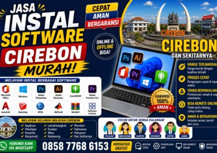 jasa instal software Cirebon murah melayani instal Microsoft Office, Photoshop, CorelDRAW, AutoCAD, SPSS, Adobe Premiere Pro, dan software lainnya dengan layanan online dan offline.