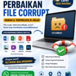 Jasa Perbaikan File Corrupt Murah Jogja untuk memperbaiki file Word, Excel, PDF, foto, video, AutoCAD, dan Photoshop yang rusak dengan proses cepat dan aman.